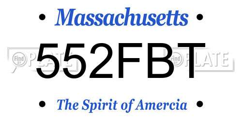 552FBT Massachusetts License Plate