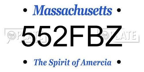 552FBZ Massachusetts License Plate