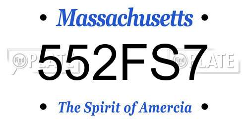 552FS7 Massachusetts License Plate