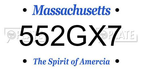 552GX7 Massachusetts License Plate