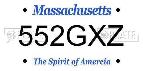 552GXZ Massachusetts License Plate