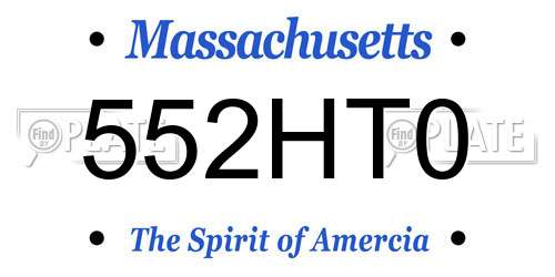 552HT0 Massachusetts License Plate