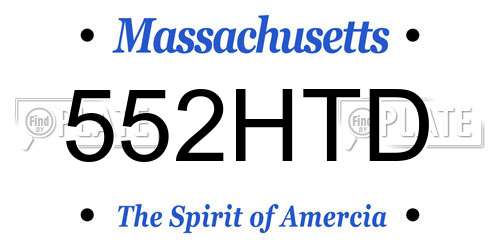 552HTD Massachusetts License Plate