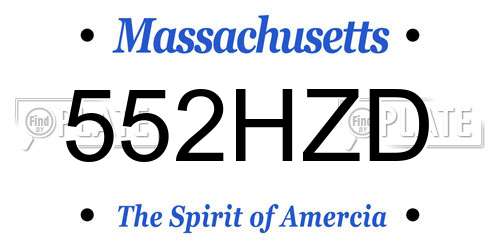 552HZD Massachusetts License Plate