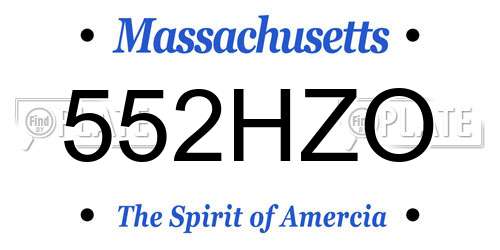 552HZO Massachusetts License Plate
