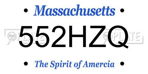 552HZQ Massachusetts License Plate