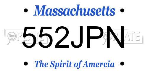 552JPN Massachusetts License Plate