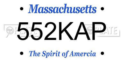 552KAP Massachusetts License Plate