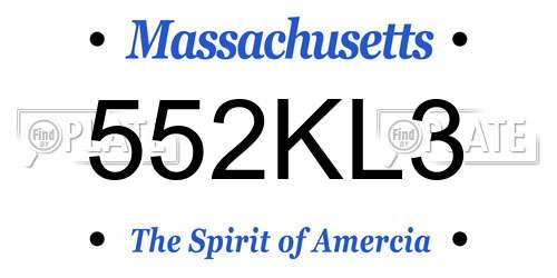 552KL3 Massachusetts License Plate