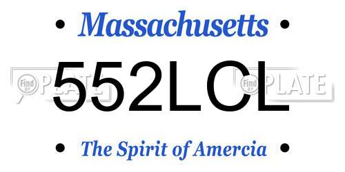 552LCL Massachusetts License Plate