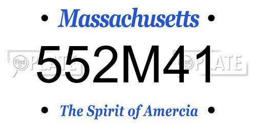 552M41 Massachusetts License Plate