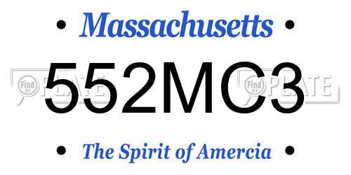 552MC3 Massachusetts License Plate