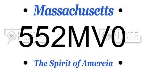 552MV0 Massachusetts License Plate