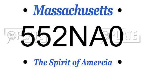 552NA0 Massachusetts License Plate