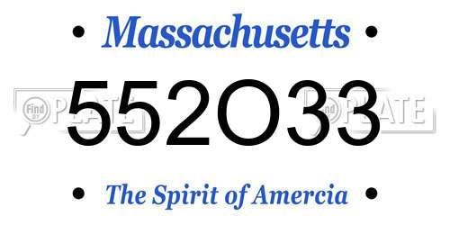 552O33 Massachusetts License Plate