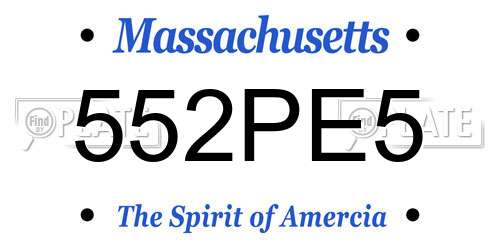 552PE5 Massachusetts License Plate