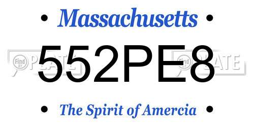 552PE8 Massachusetts License Plate