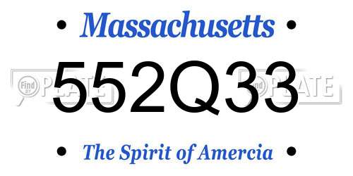 552Q33 Massachusetts License Plate