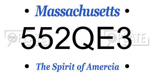 552QE3 Massachusetts License Plate
