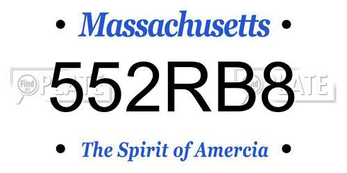 552RB8 Massachusetts License Plate
