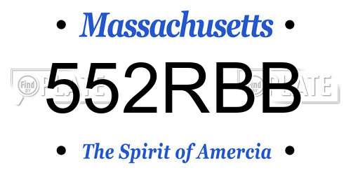 552RBB Massachusetts License Plate