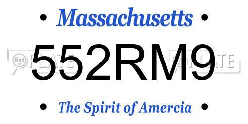552RM9 Massachusetts License Plate