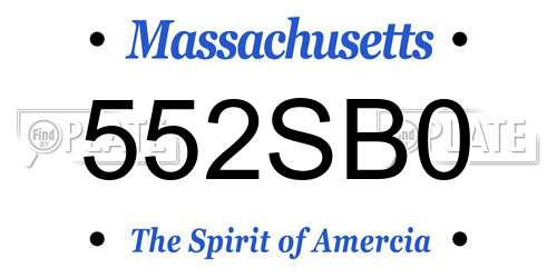552SB0 Massachusetts License Plate
