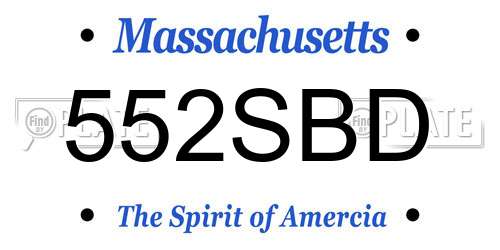 552SBD Massachusetts License Plate