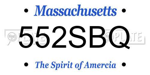 552SBQ Massachusetts License Plate