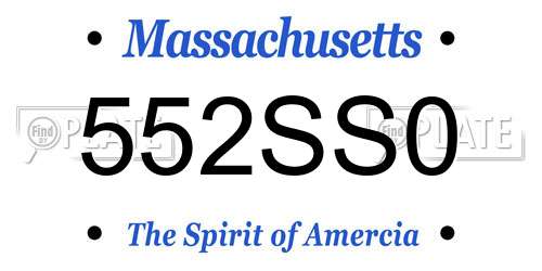 552SS0 Massachusetts License Plate