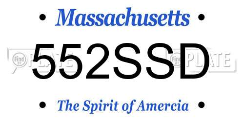 552SSD Massachusetts License Plate