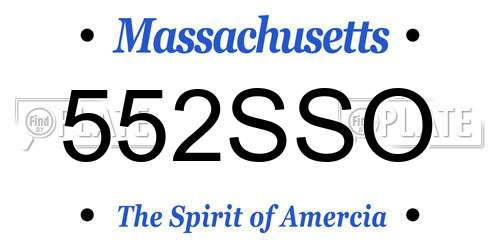 552SSO Massachusetts License Plate