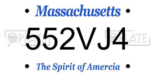 552VJ4 Massachusetts License Plate
