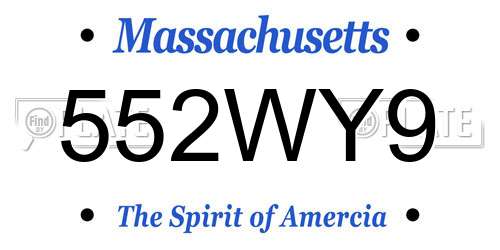 552WY9 Massachusetts License Plate