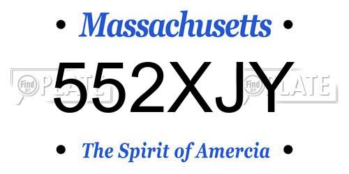 552XJY Massachusetts License Plate