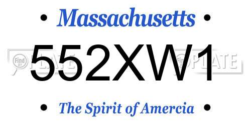 552XW1 Massachusetts License Plate
