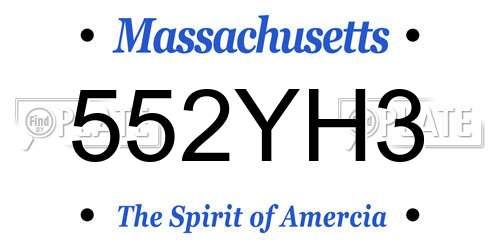 552YH3 Massachusetts License Plate