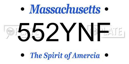552YNF Massachusetts License Plate