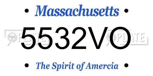 5532VO Massachusetts License Plate