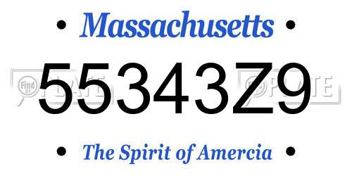 55343Z9 Massachusetts License Plate
