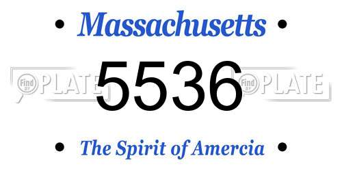 5536 Massachusetts License Plate