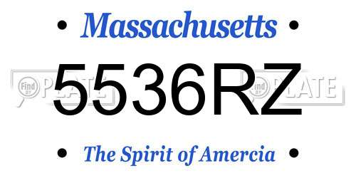 5536RZ Massachusetts License Plate