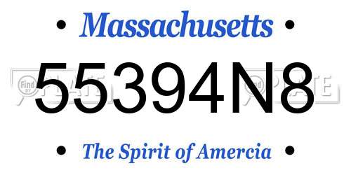 55394N8 Massachusetts License Plate