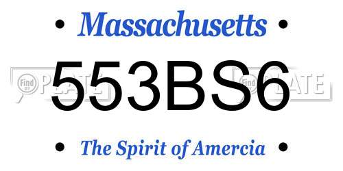 553BS6 Massachusetts License Plate