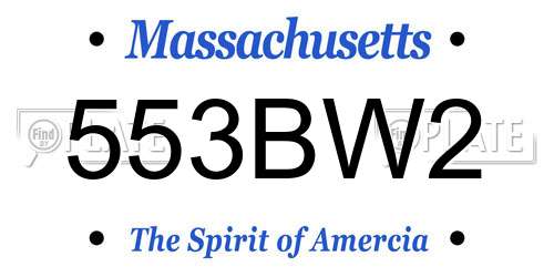 553BW2 Massachusetts License Plate