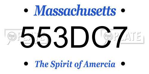 553DC7 Massachusetts License Plate