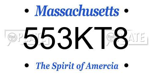 553KT8 Massachusetts License Plate
