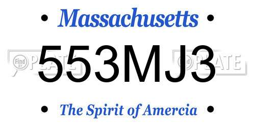 553MJ3 Massachusetts License Plate