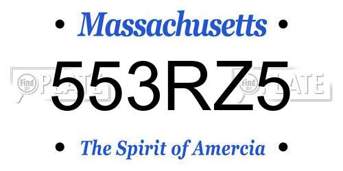 553RZ5 Massachusetts License Plate