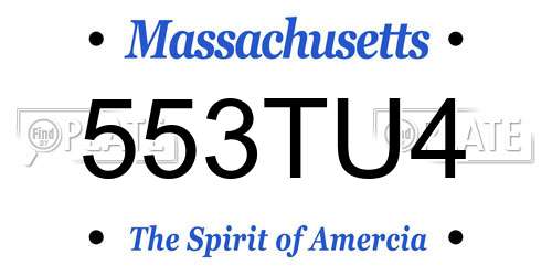 553TU4 Massachusetts License Plate